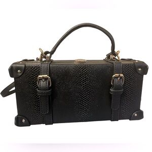 All Black Faux Leather Vanity Case Purse